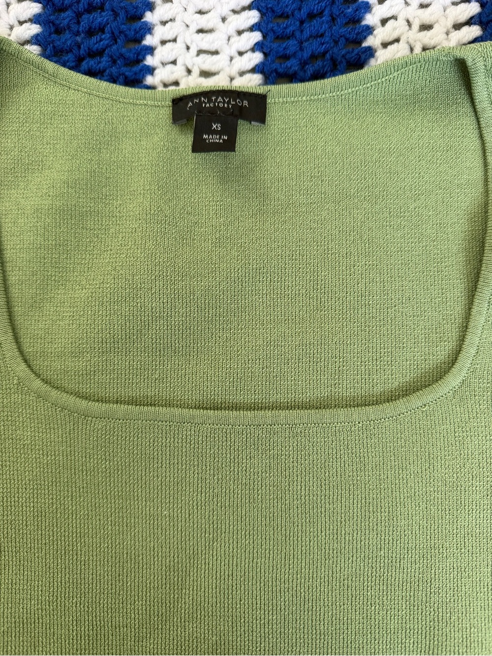 Ann Taylor Factory Light Green Square Neck Knit Tank Top